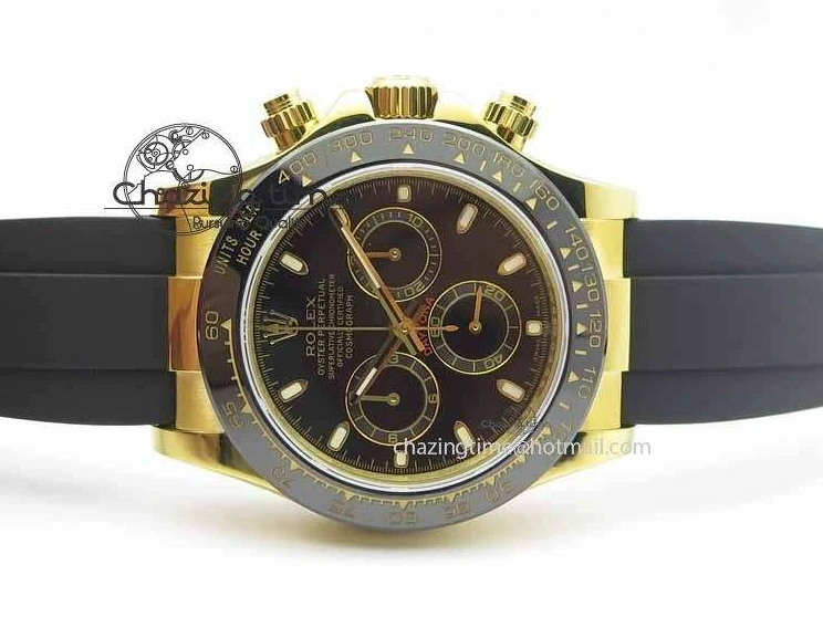 0301 Daytona YG 116518LN JH Best Edition Black Dial On Rubber Strap A4130 (Free XS rubber strap) WeatherProof 3645